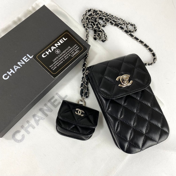CHANEL CLASSİC PHONE AND AİRPODS CASE GUMUS